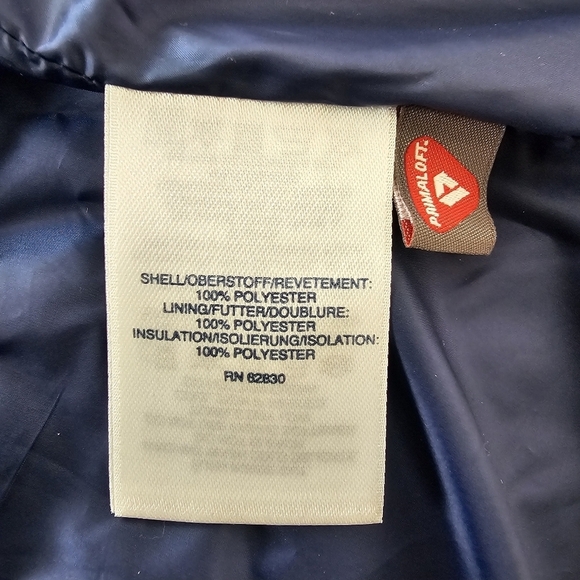 NWT Lands' End PrimaLoft Long Plaid Quilted Puffer Coat Blue White Size 4 - Picture 13 of 14